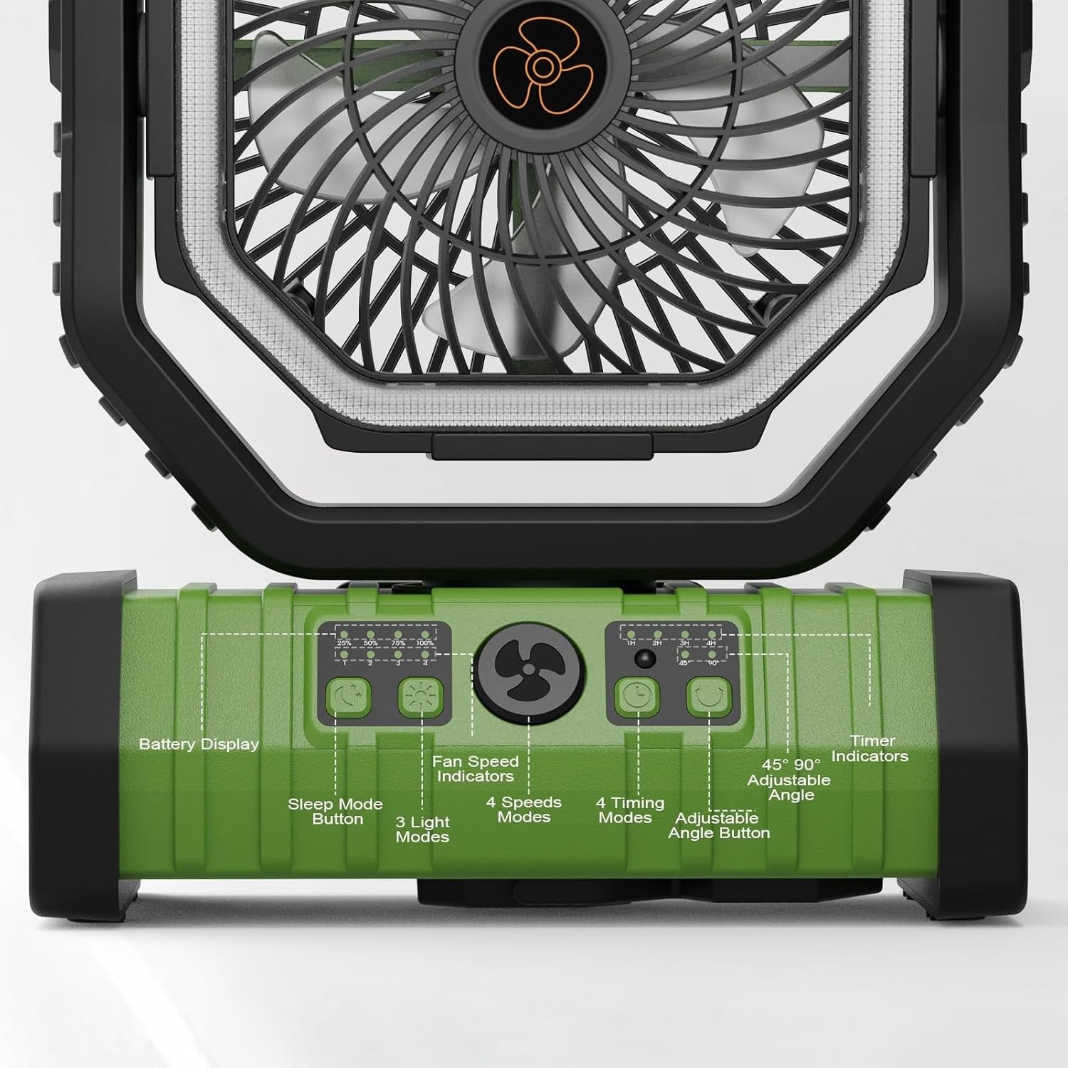 Rechargeable Camping Fan 20000mAh LED Light 4-Speed Portable Cooling USB Remote