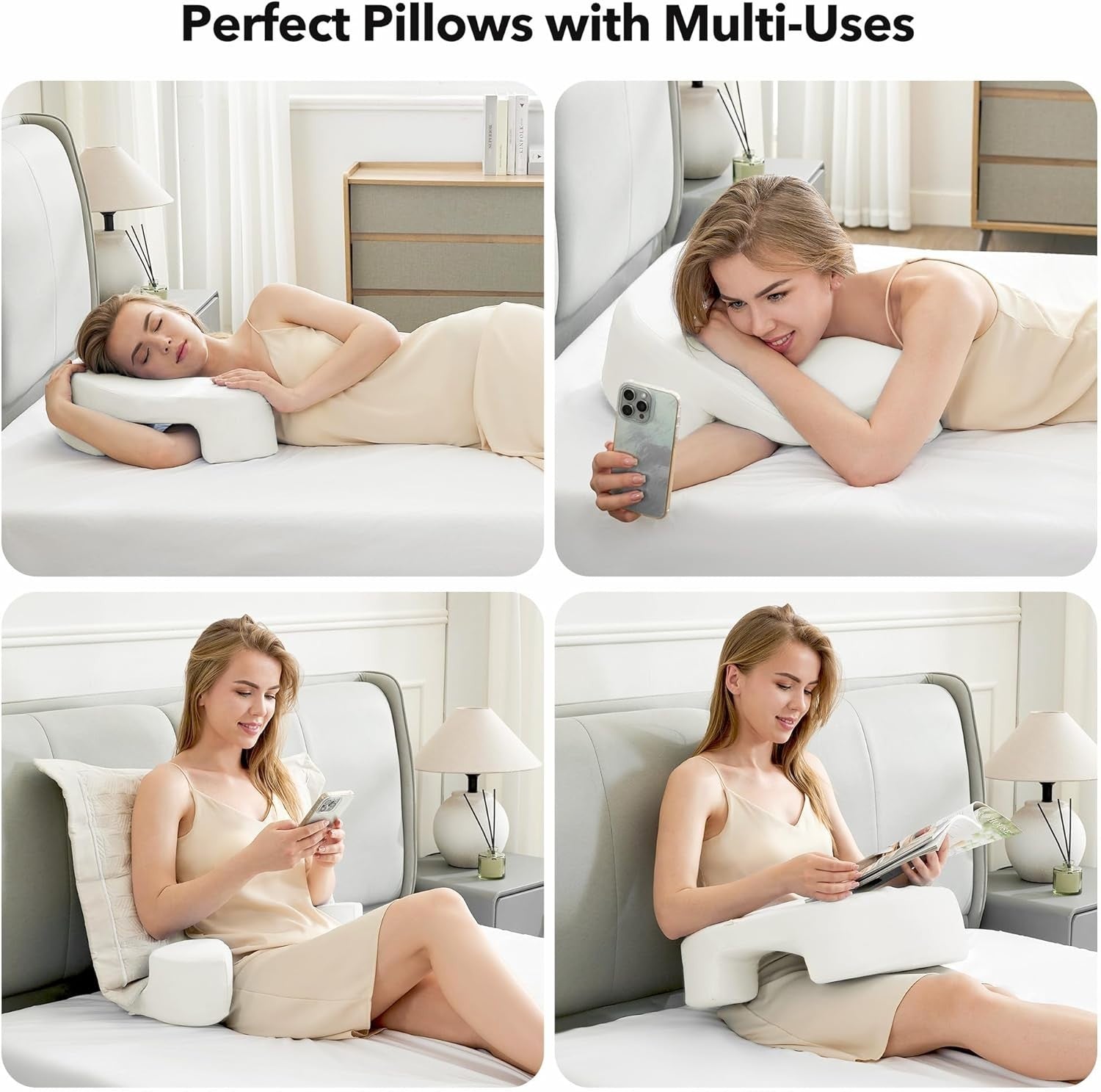 Ergonomic Side Sleeper Pillow with Arm Hole Memory Foam Neck Support