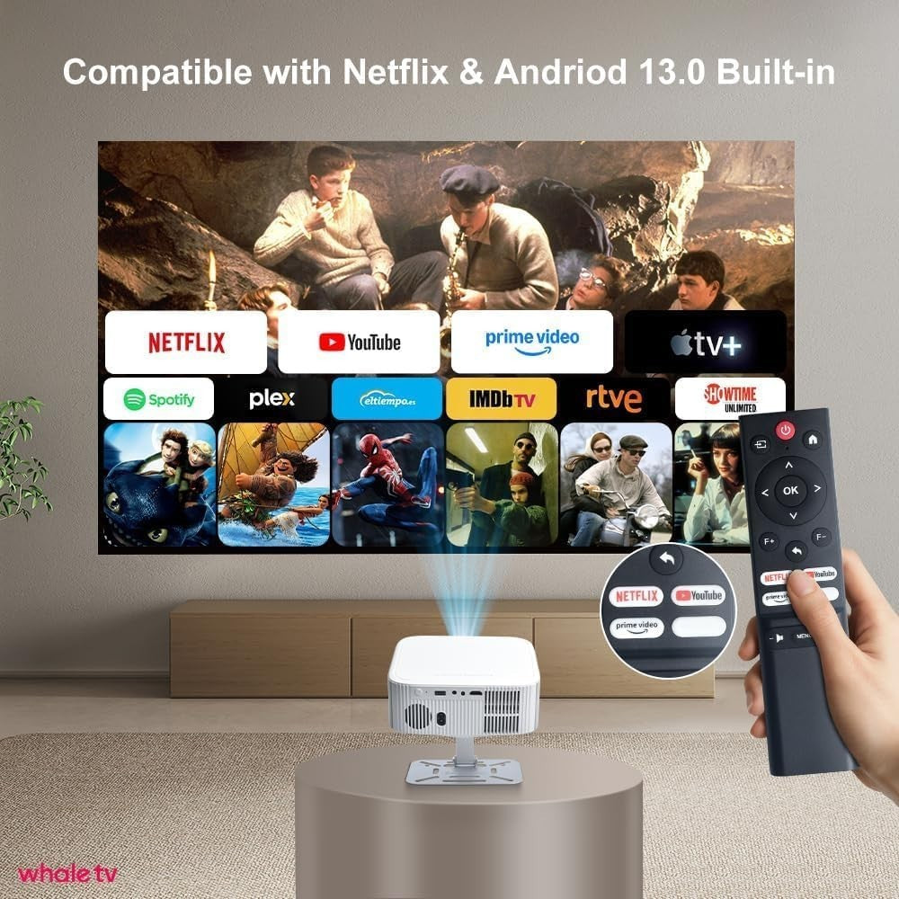 Smart 1080P Projector WiFi 6 Bluetooth Electric Focus Auto Keystone 4K