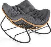 Outdoor Egg Rocking Chair with Cushion, Modern Patio Lounge Chair, Large & Durab