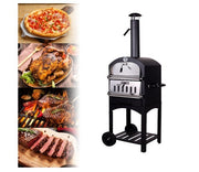 Wood Fired Outdoor Pizza Oven with Wheels | 12” Stainless Steel Brick Oven