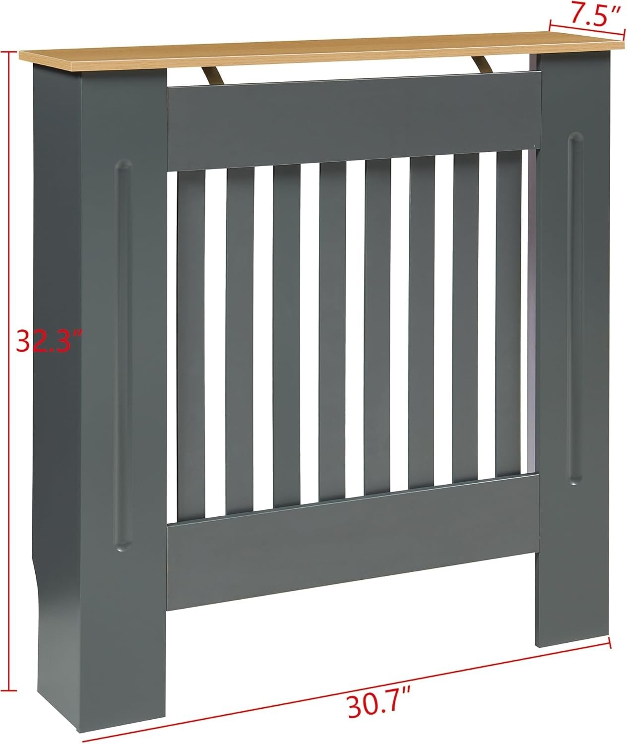 Modern Grey Radiator Cover Small Slatted Wood Cabinet 78cm Heating Cover