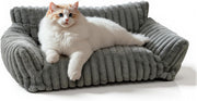 Fluffy Cat Dog Sofa Bed 91cm Calming Plush Pet Couch Washable Non Slip