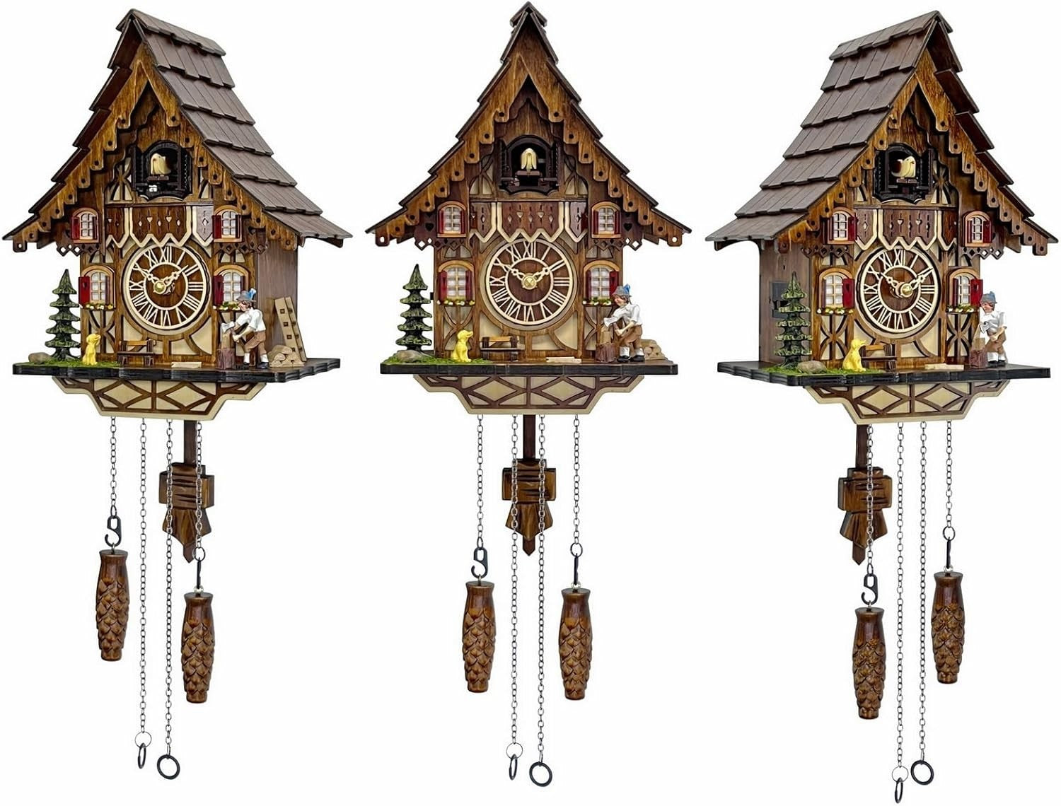 Traditional Cuckoo Clock Wall Decor 12 Melodies Night Mode Volume Control