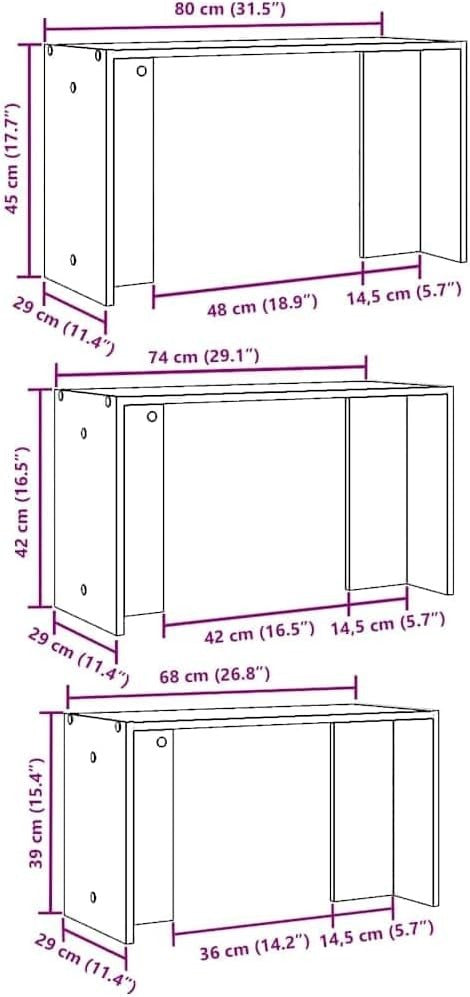 Grey Nesting End Side Tables Set of 3 Modern Space Saving Durable Engineered Woo