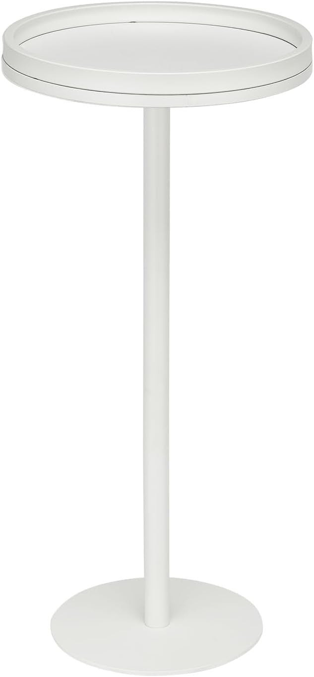 Small Round Coffee Table – 30x30x63cm Side Table for Living Room (White)