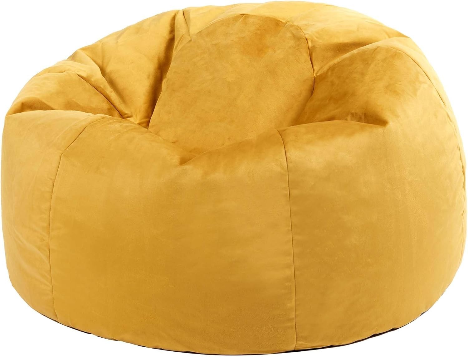Large Velvet Bean Bag Chair Ochre Yellow Adult Seat Lounge Sofa Indoor