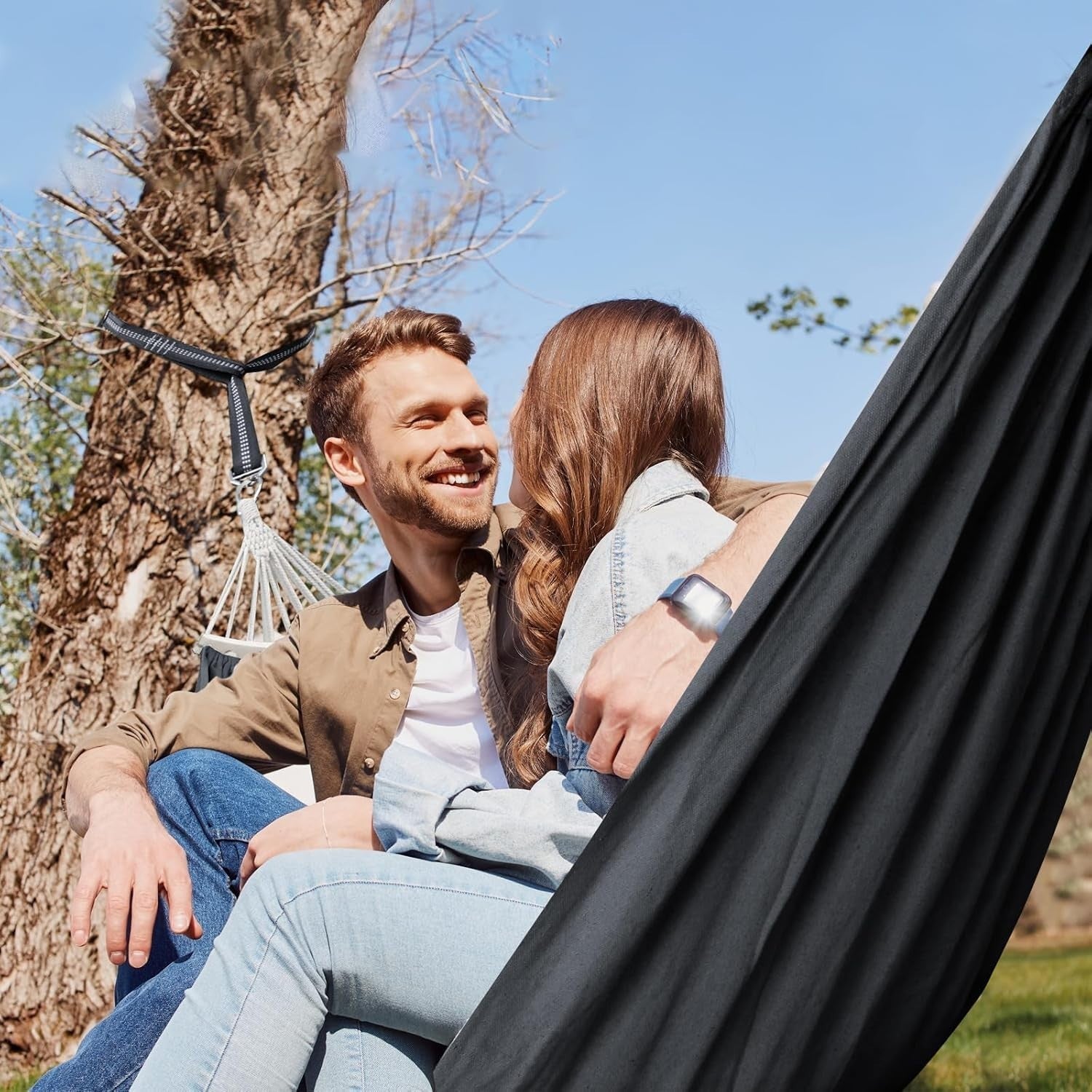 Outdoor Cotton Hammock 300kg Capacity with Pillow & Spreader Bar Straps