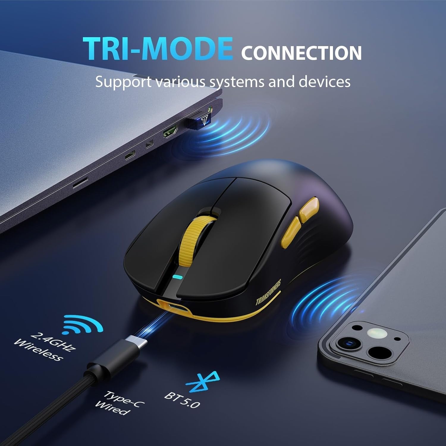 Wireless Gaming Mouse 63g 12000 DPI RGB Programmable 100H