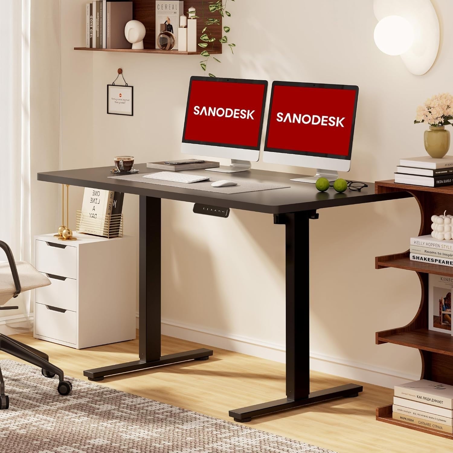 Electric Standing Desk 120x60cm Adjustable Sit Stand Table W/Memory Panel Hooks