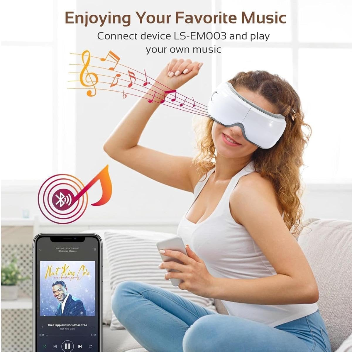 4 in 1 Heated Eye Mask Bluetooth Compression Vibration Sleep Aid