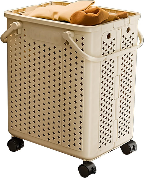 Large Rolling Laundry Basket on Wheels | Collapsible Hamper with Handles | Venti