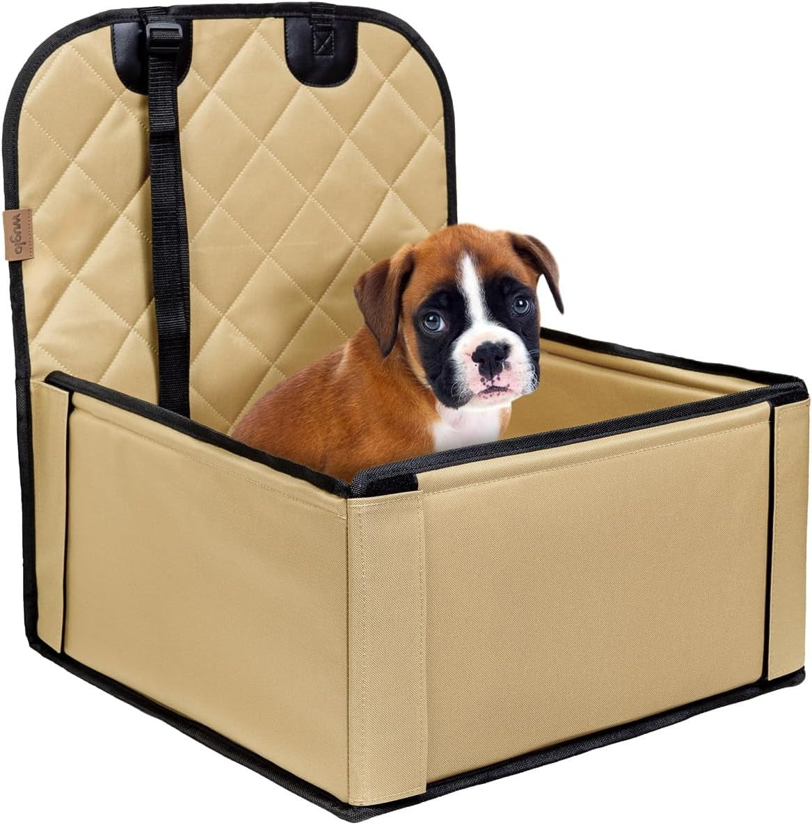 Extra Stable Dog Booster Car Seat Waterproof Travel Bed Beige 12kg