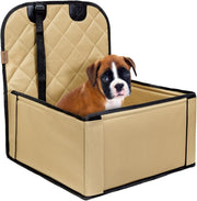 Extra Stable Dog Booster Car Seat Waterproof Travel Bed Beige 12kg