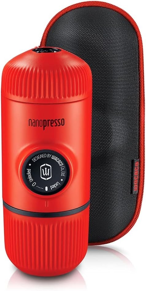 Portable Manual Espresso Maker with Case | High-Pressure Lava Red Colour