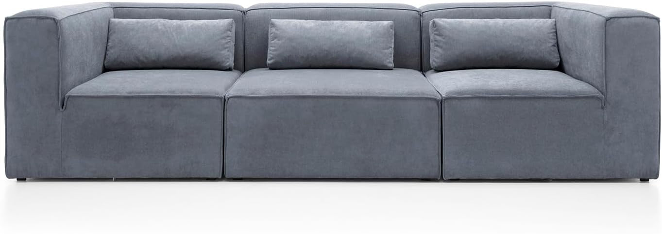 4 Seater Modular Sofa Dark Grey Cord Chenille | Modern, Space-Saving, Comfy