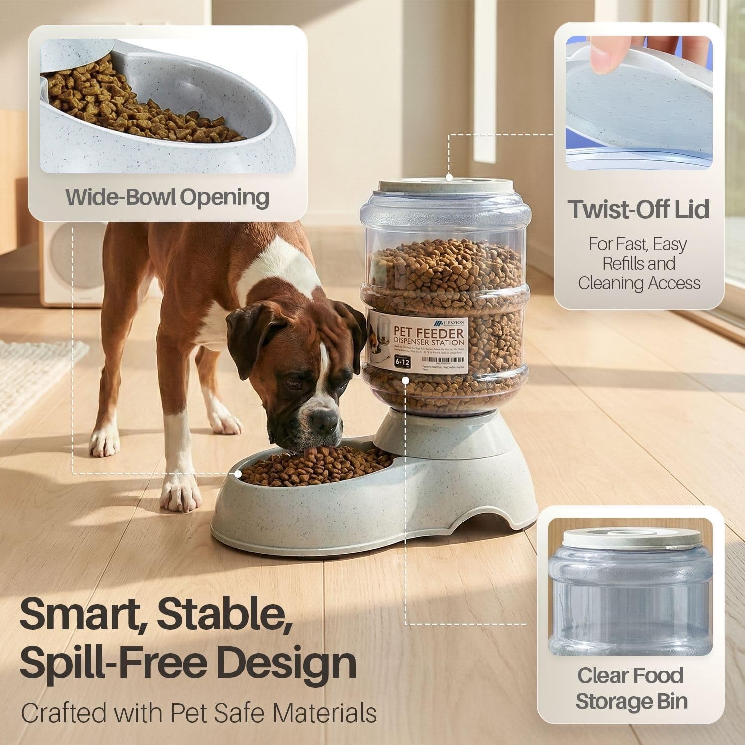 Gravity Pet Feeder 3 Gallon Auto Food Dispenser for Dogs Cats Large