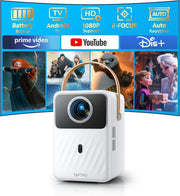 Battery Powered 1080P Smart Projector WiFi 6 Bluetooth Auto Focus Android