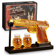 AK47 Whiskey Decanter Set with Stand & 2 Shot Glasses – 570ml Liquor Dispenser G