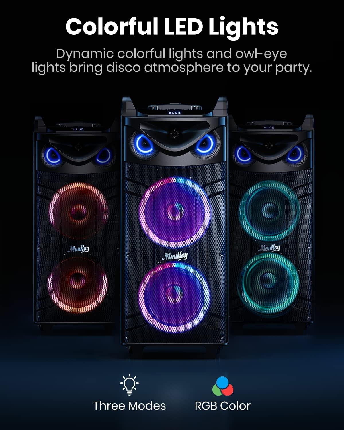 Portable Karaoke Speaker 10" Double Woofer 2 Wireless Mics