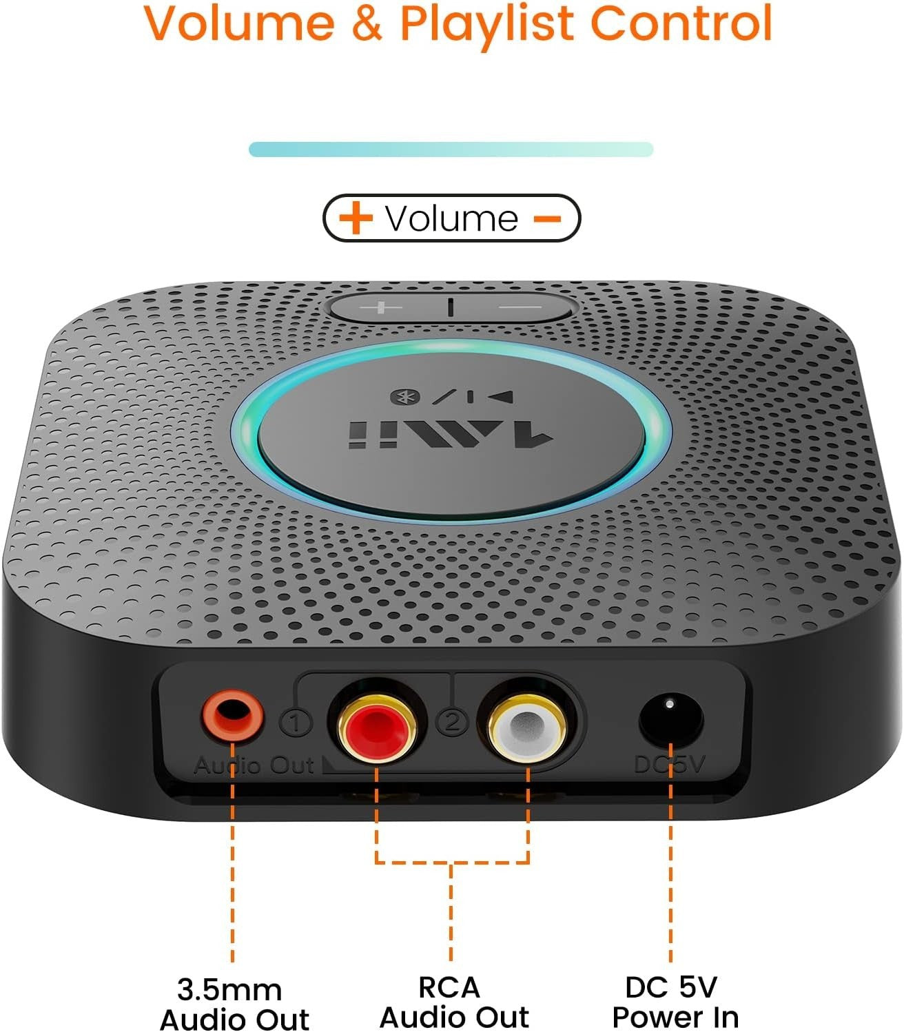 1Mii B06S Bluetooth 5.2 Receiver aptX HD Low Latency RCA AUX Volume Control