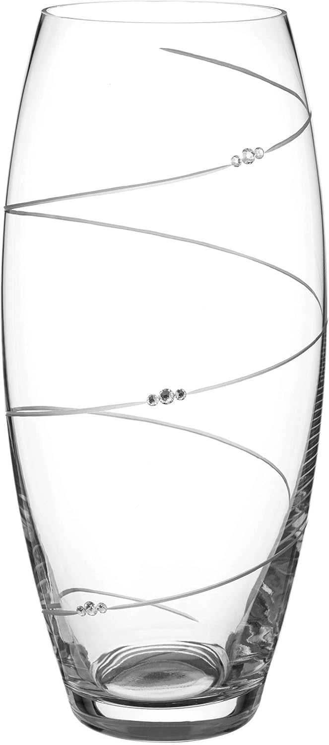 30cm Hand Cut Crystal Vase Spiral Design Luxury Clear Flower Home Décor