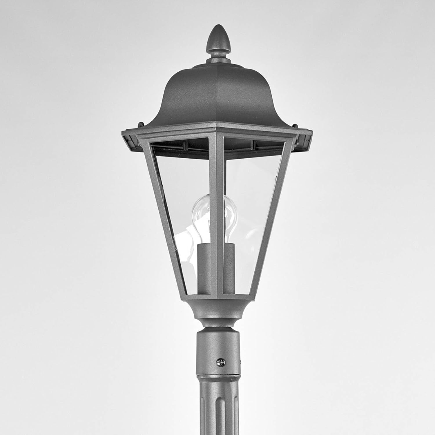 Antique Black Post Light, Lantern Design, E27 LED, Waterproof
