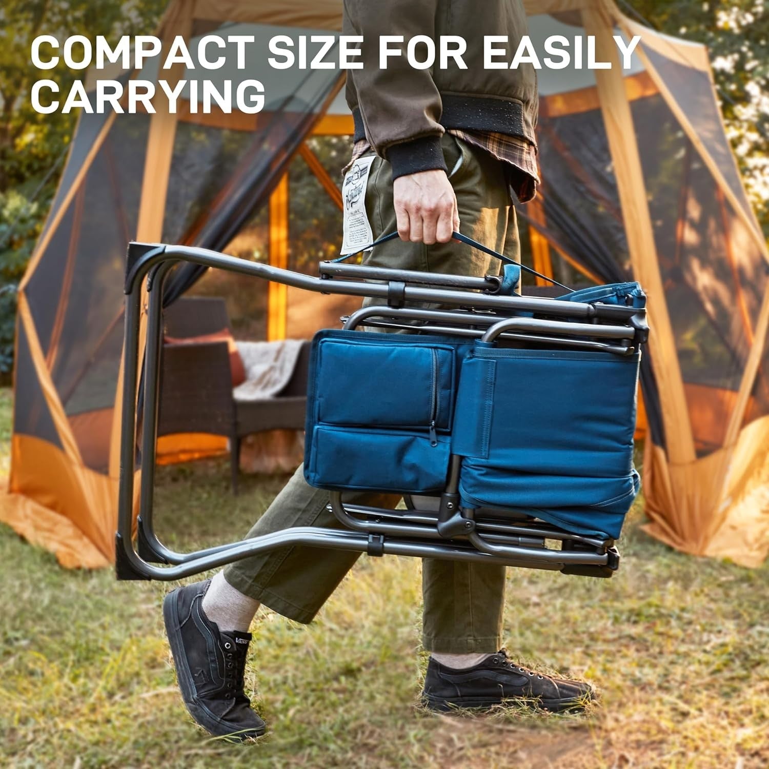 Tall Folding Directors Chair 76CM Seat Height w/ Side Table Camping Bar