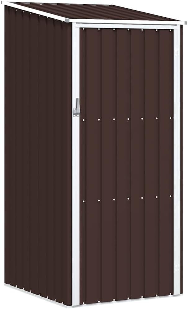 Metal Garden Shed Outdoor Storage with Sloped Roof & Weather Protection Brown