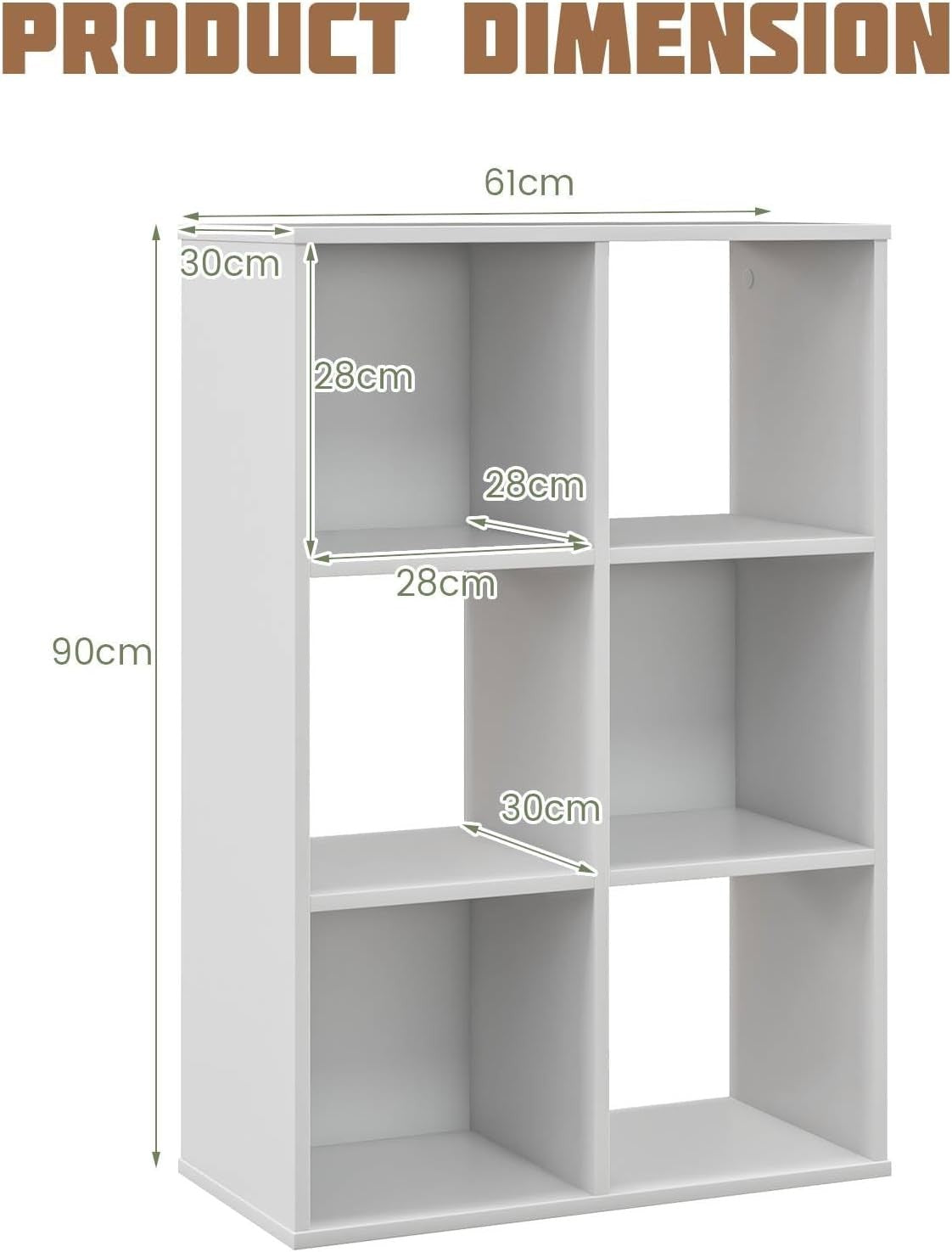 6-Cube Wooden Bookcase Open Shelving Unit Modern Storage Cabinet White