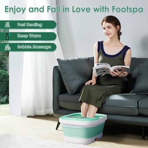 Collapsible Foot Spa with Heat, Bubble & Vibration Massage, Pedicure Kit