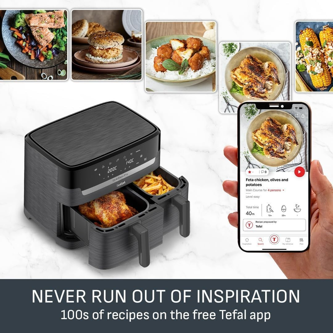Dual Zone Digital Air Fryer 2 Drawer 8.3L Extra Crisp Roast Bake 8in1
