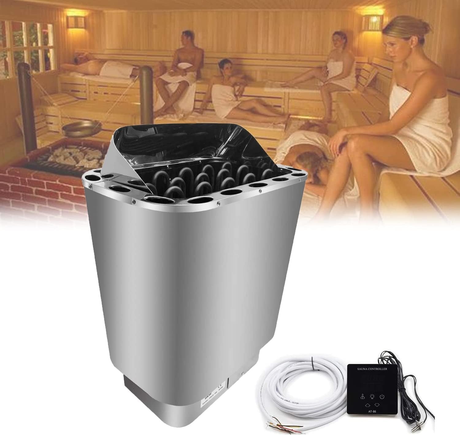 Electric Sauna Heater 3–9KW Stainless Steel Wet Dry Stove w/ Digital Controller