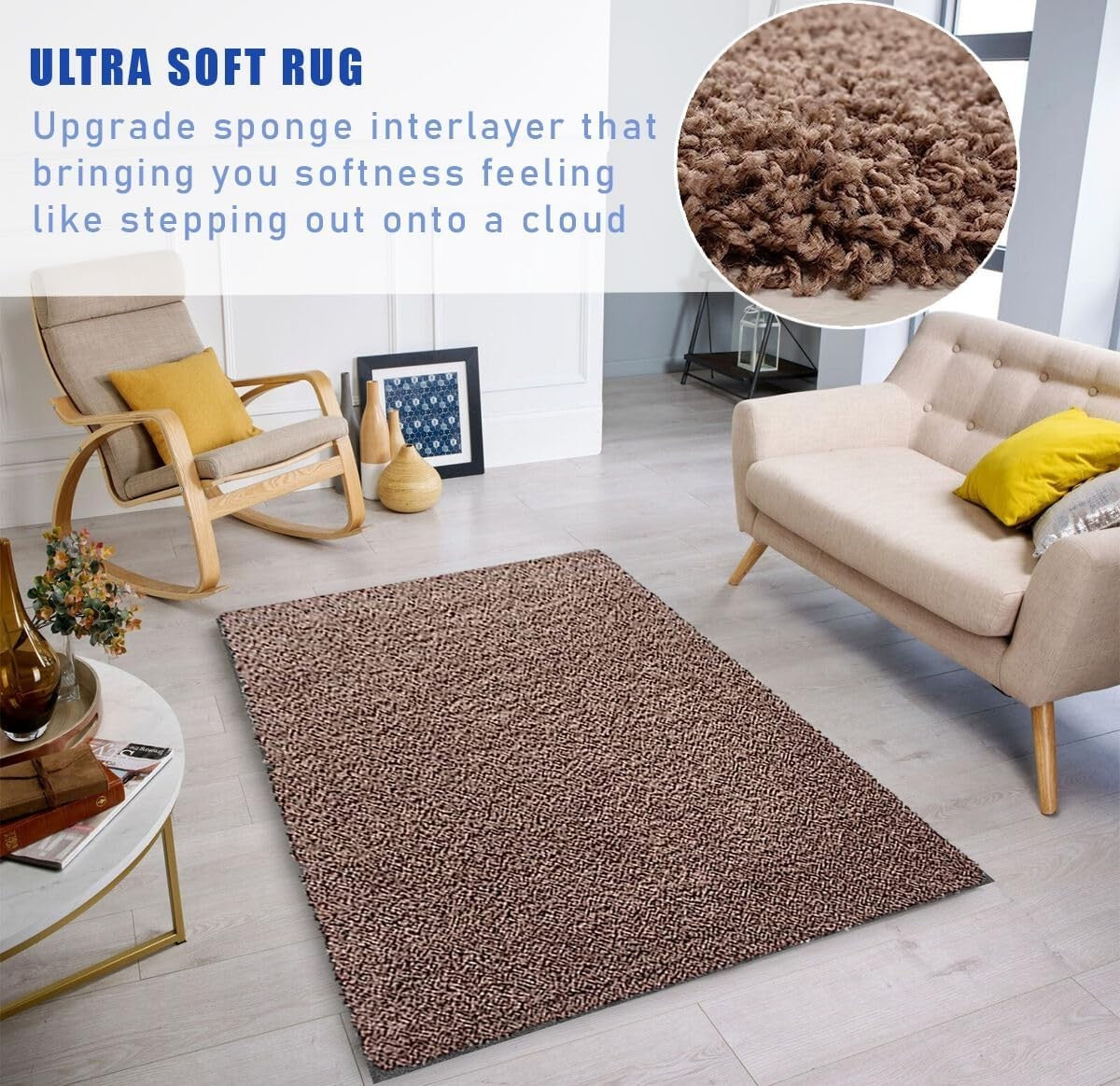 Extra Large Shaggy Rug 160x230cm 5cm Thick Soft High Pile Mocha Carpet