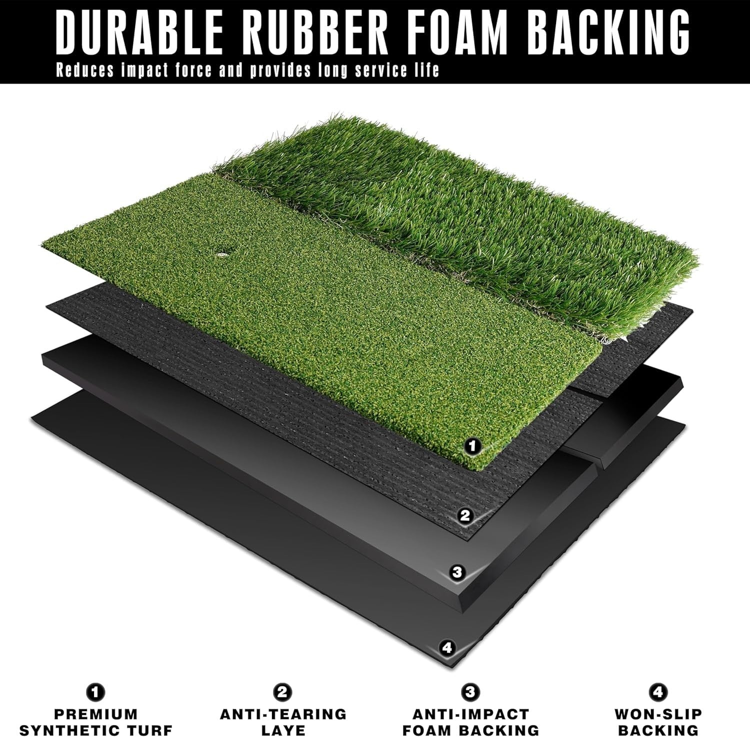 Golf Hitting Mat Double Turf Practice Trainer Indoor Outdoor Training Aid