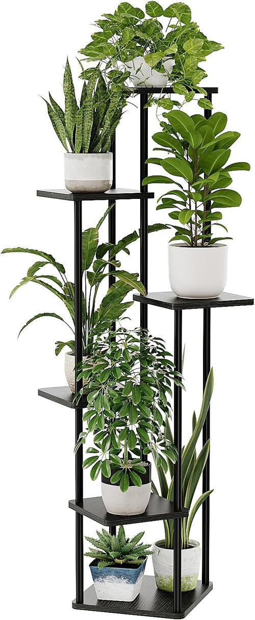 6 Tier Metal Wood Plant Stand Indoor Outdoor Tall Corner Flower Display Rack