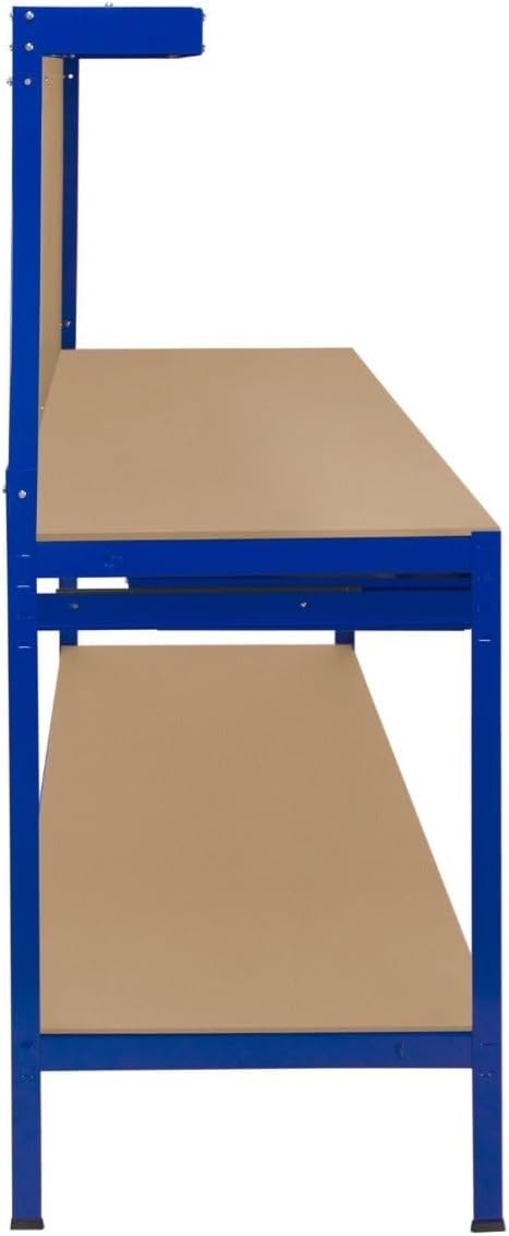 Blue Garage Workbench Steel Pegboard Drawer LED Light 370kg Tool Station