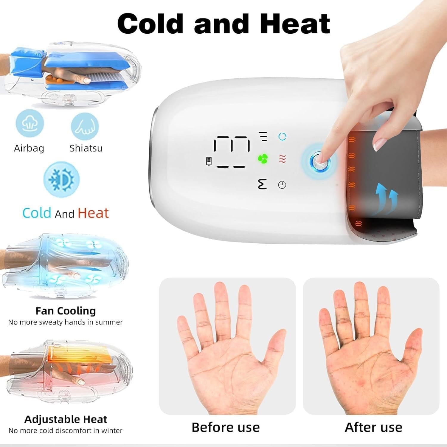 Hand Massager Heat Compression Carpal Tunnel Relief Arthritis Numbness