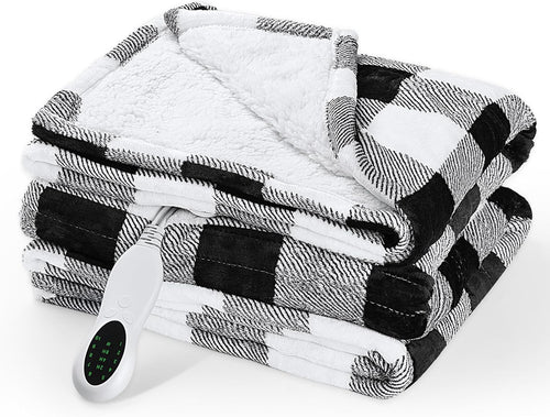 Electric Heated Throw Blanket Double Sided Flannel Sherpa 10 Heat Auto Off