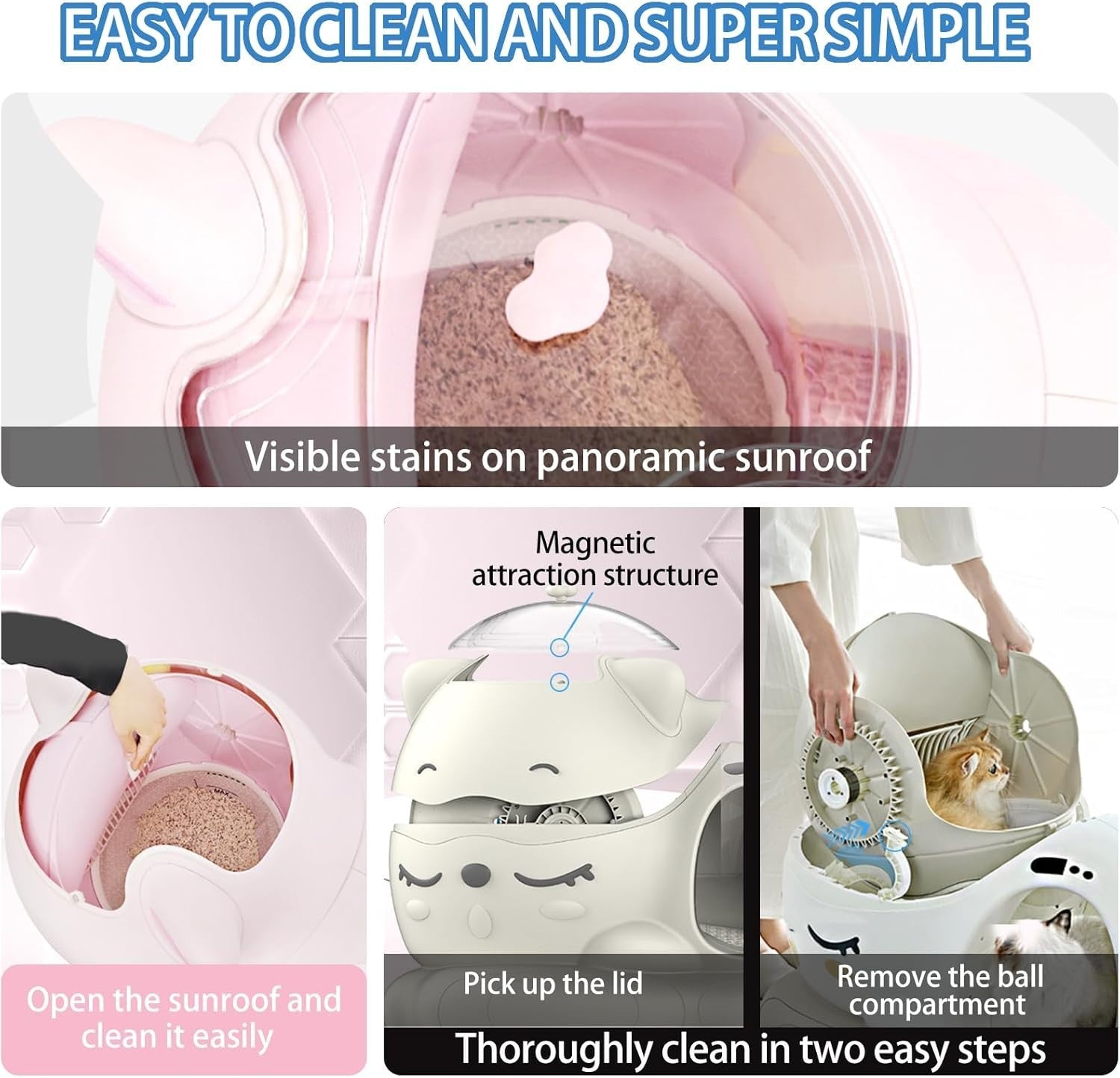 Self Cleaning Cat Litter Box APP Control 80L XL Multi Cat Odor Free
