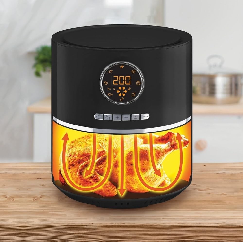 Digital Hot Air Fryer Automatic Shut-Off Bake Roast Broil Compact Countertop