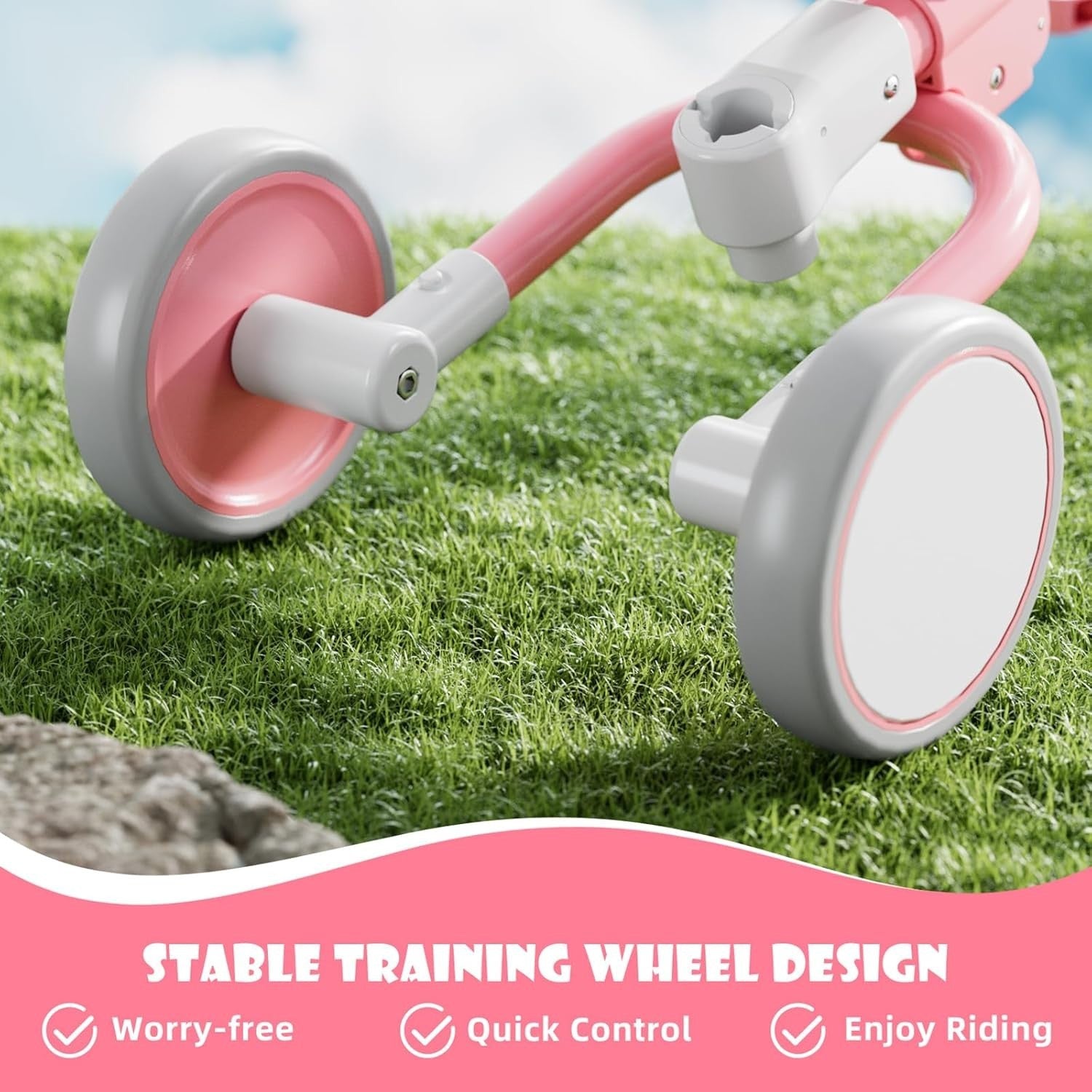 5 in 1 Toddler Tricycle Balance Bike Adjustable Push Handle Pink 1-3Y