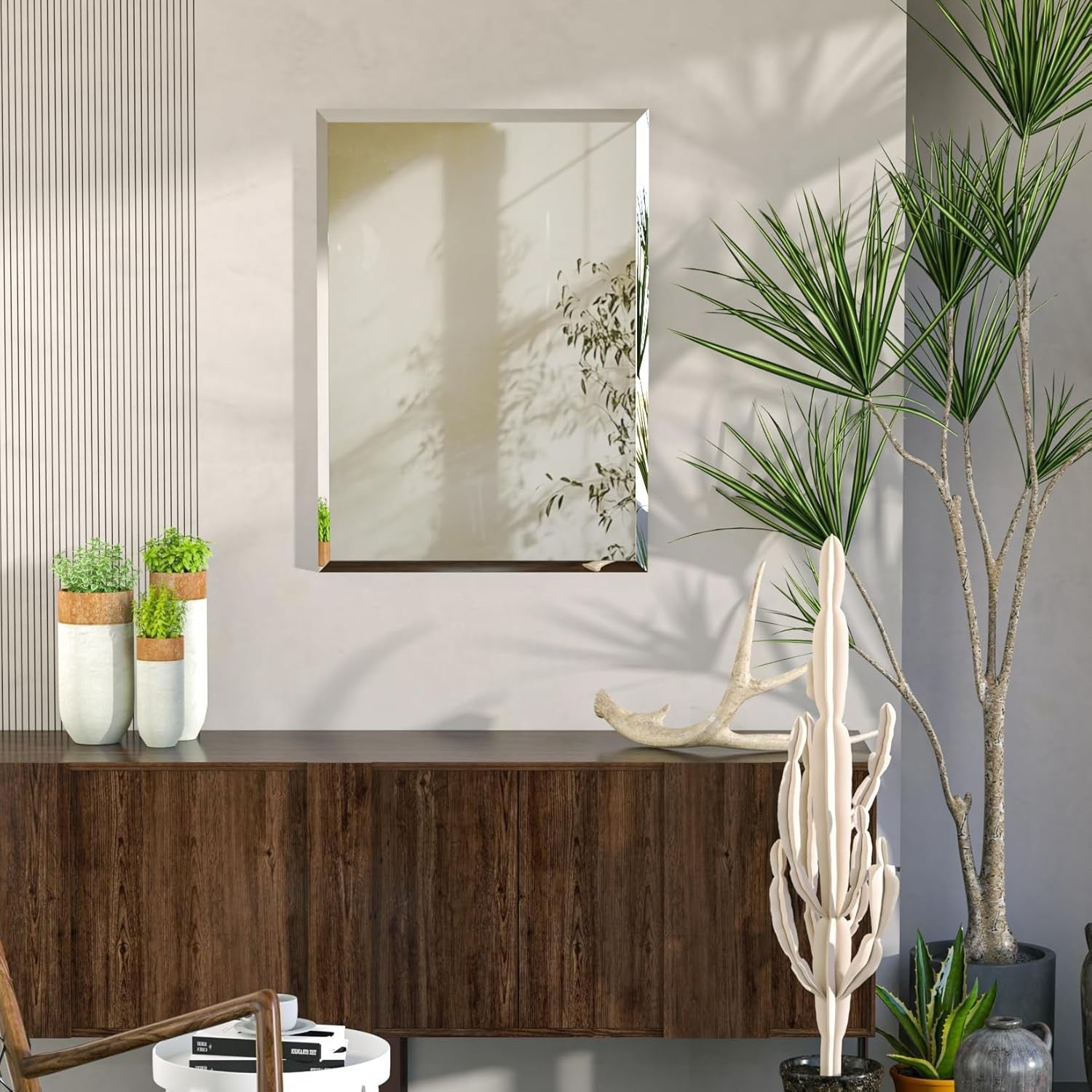 Frameless Wall Mirror 70x100cm Beveled Glass Vanity for Bathroom & Hall