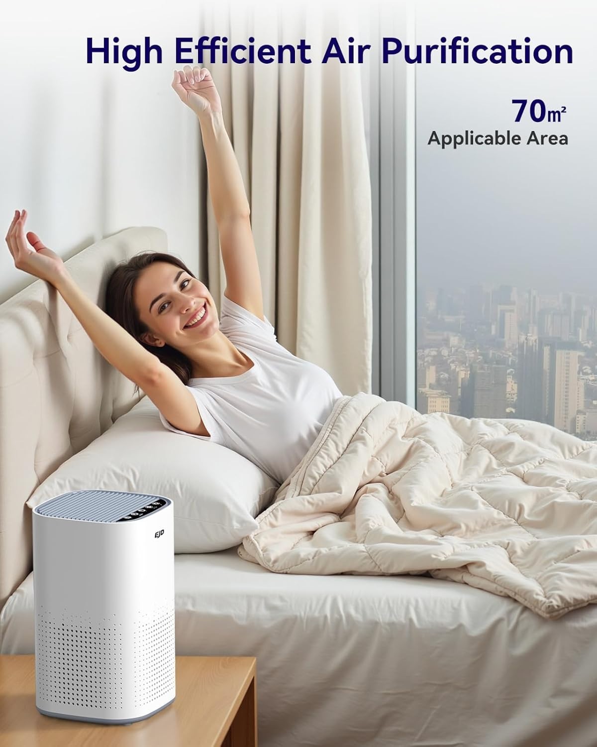 Ultra Quiet HEPA Air Purifier 70m² CADR 223 Large Bedroom Pet Smoke