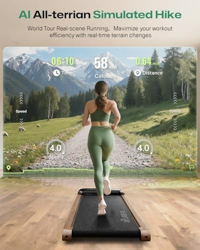 Wooden Under Desk Treadmill Walking Pad 1-6km/h Home Office