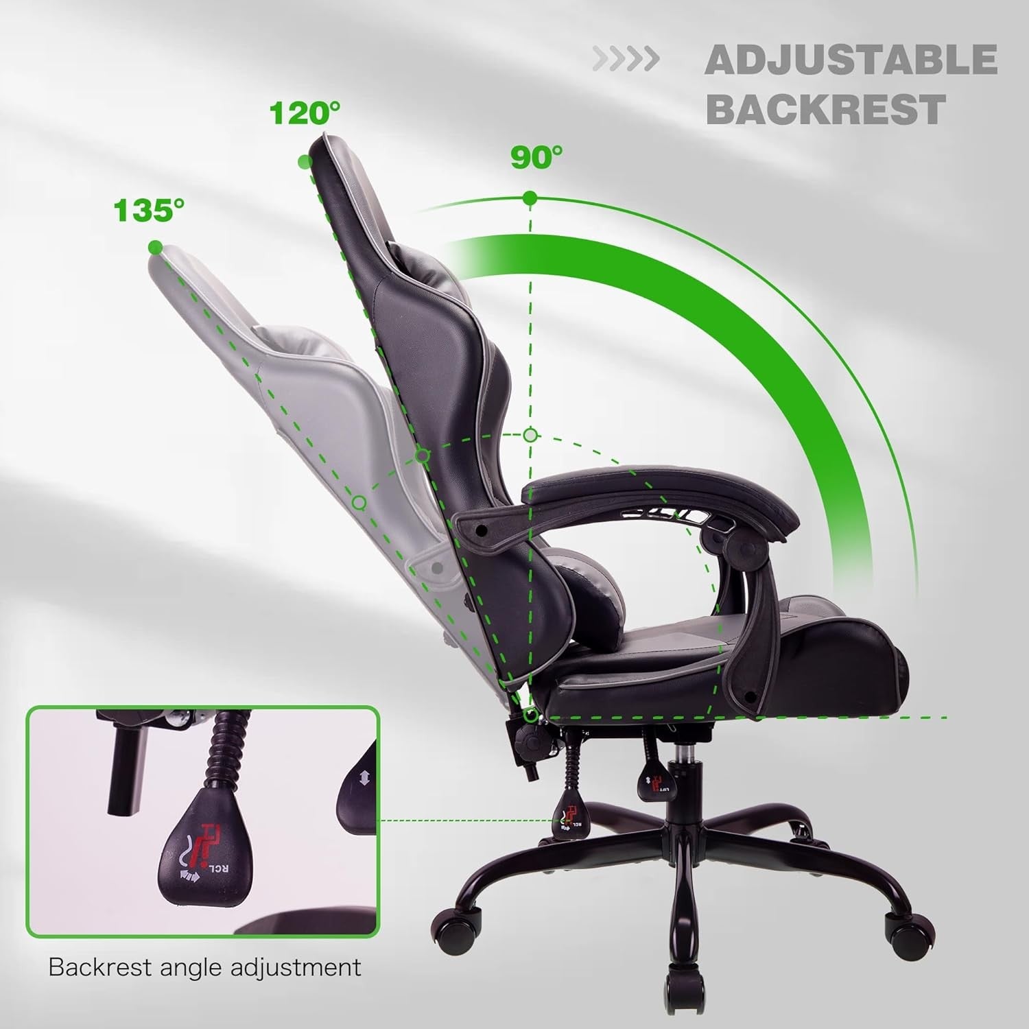 Ergonomic Gaming Chair High Back Swivel Office Desk 150kg