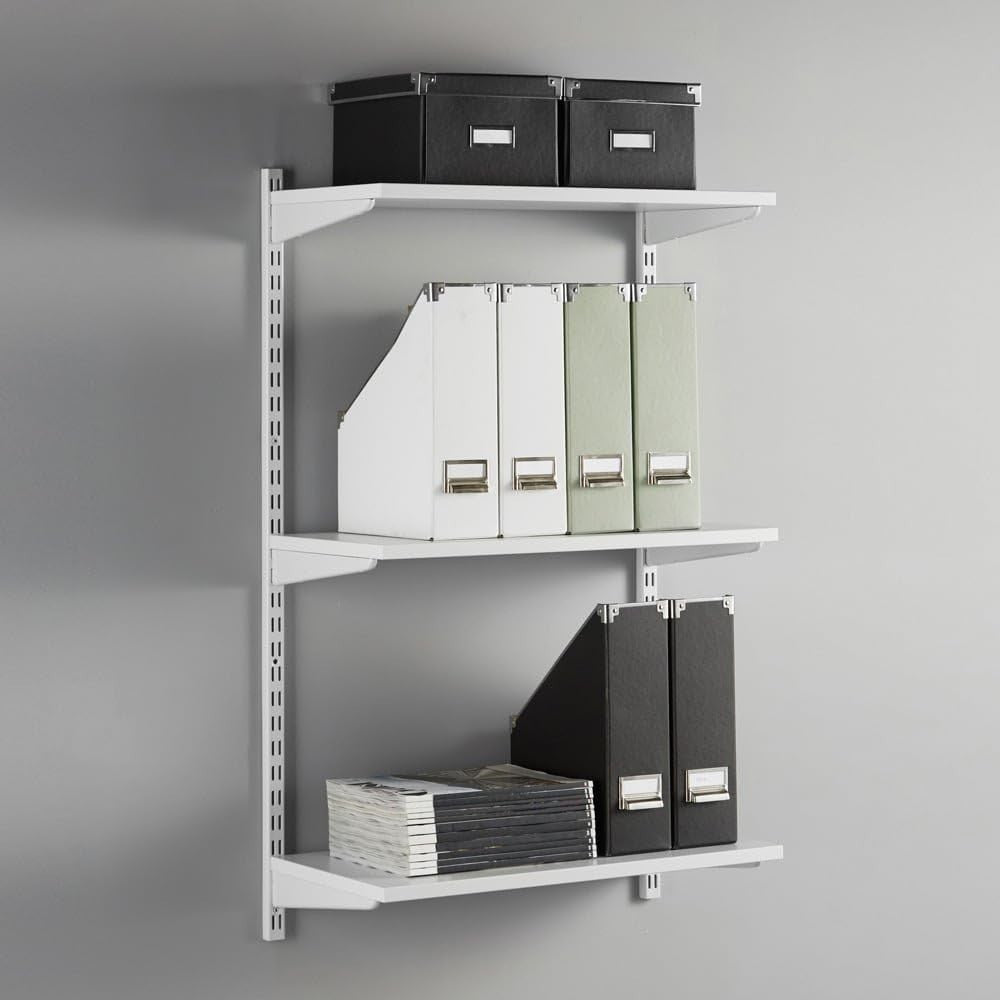 3-Tier Adjustable Wall Bracket Shelf Wooden Kit 100x60x32cm White