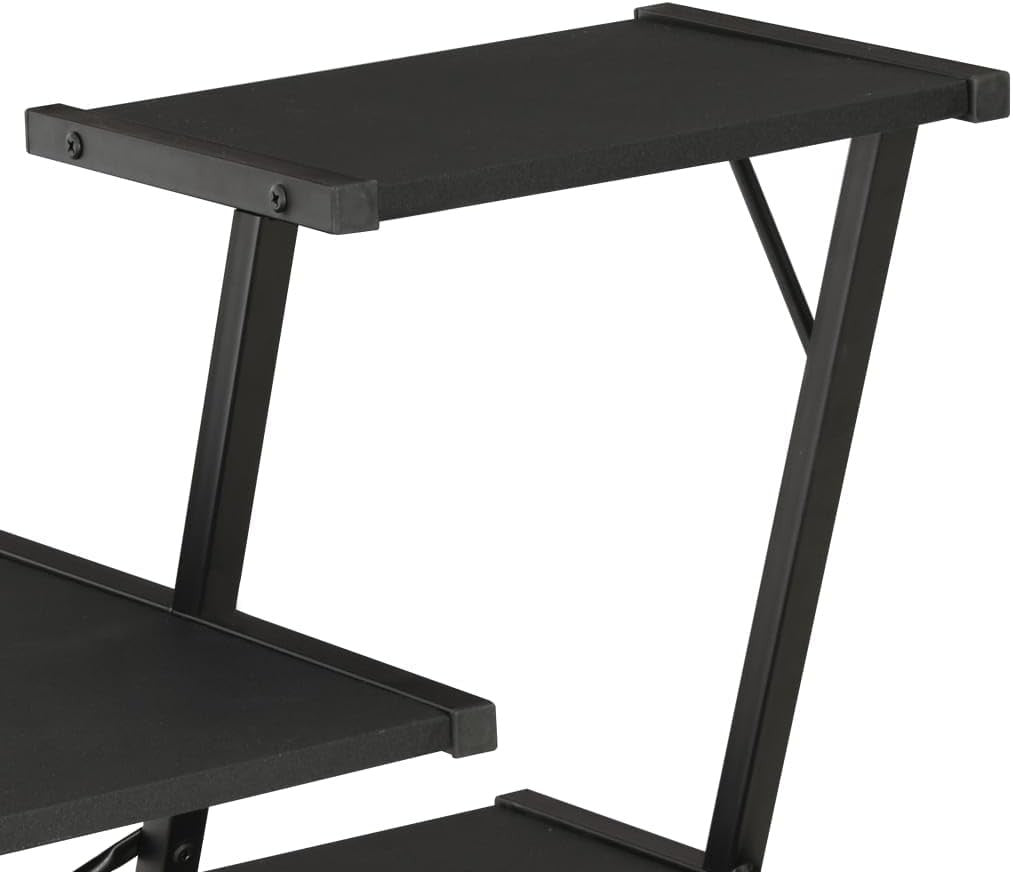 Z-Shaped Computer Desk with Shelves 116x50x93cm – Black Home Office Workstation