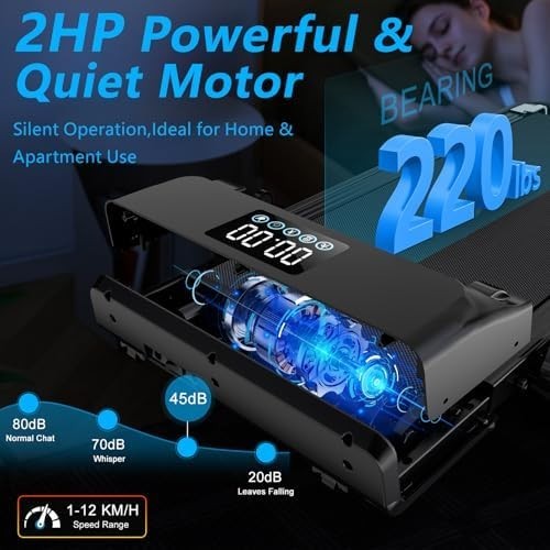 CANMALCHI Foldable Under Desk Treadmill 12KM/H LED Remote Compact Home