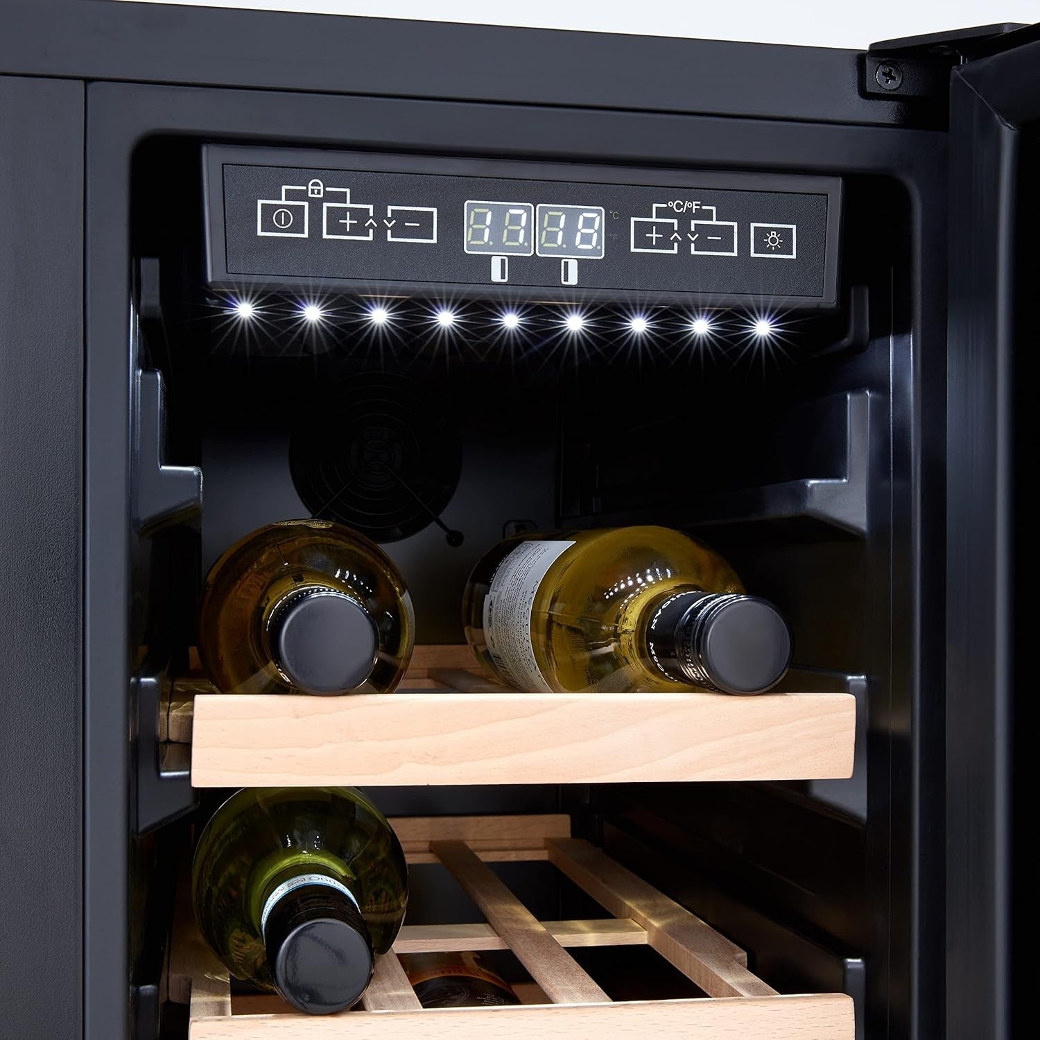 60cm Built In Wine Cooler Dual Zone Under Counter Fridge 40 Bottle UV Glass